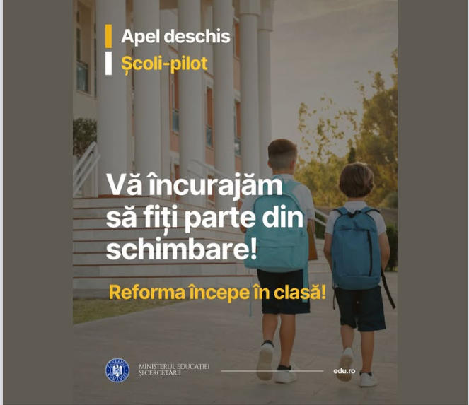 Apel pentru pentru înscrierea în rețeaua de școli-pilot, în anul școlar 2026-2027